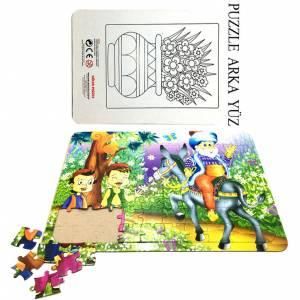 Çocuklar İçin 80 Parça Arka Yüzeyi Boyama Kartlı Büyük Boy Puzzle