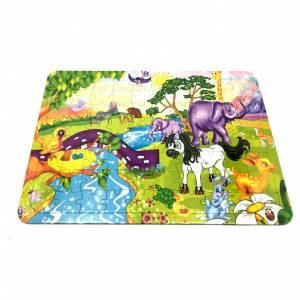 Çocuklar İçin 80 Parça Arka Yüzeyi Boyama Kartlı Büyük Boy Puzzle