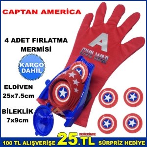 FIRLATMA MEKANİZMALI 4ad MERMİLİ CAPTAN AMERICA OYUNCAK BİLEKLİK