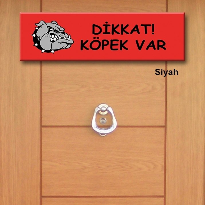 Kapı Süsü Tabelası Kanvas Tablo 10x40cm Dikkak Köpek Var Buldog