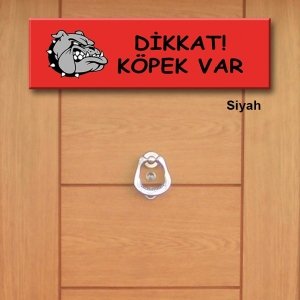 Kapı Süsü Tabelası Kanvas Tablo 10x40cm Dikkak Köpek Var Buldog