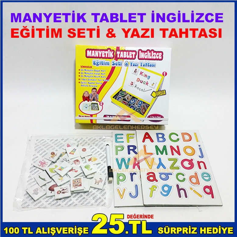 MANYETİK TABLET İNGİLİZCE EĞİTİM SETİ YAZI TAHTASI