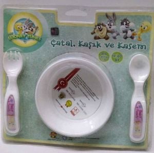 Degar Lisanslı Çocuk Mama Kasesi ,Çatal Ve Kaşık ,Hayvan Figürlü , BPA İçermez D-Raf