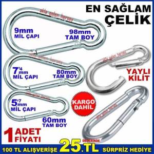 8cm Profesyonel Karabiner Çok Amaçlı Yaylı Kanca