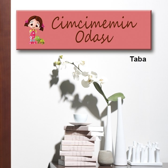 Kapı Süsü Tabelası Kanvas Tablo 10x40cm Cimcimemin Odası