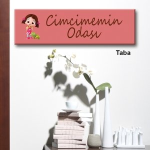 Kapı Süsü Tabelası Kanvas Tablo 10x40cm Cimcimemin Odası