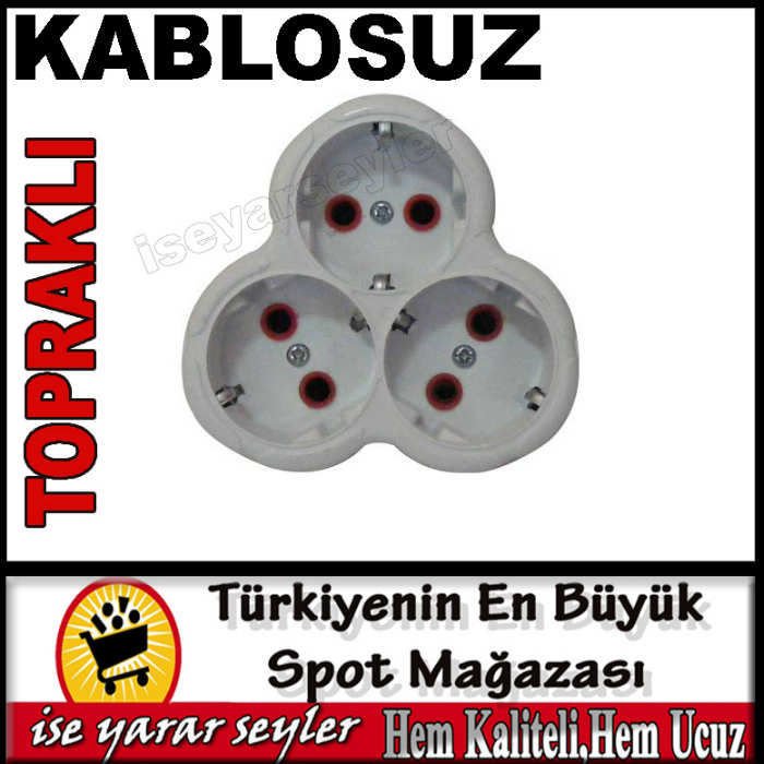 ÜÇGEN MODEL KABLOSUZ TOPRAKLI ÜÇLÜ PRİZ