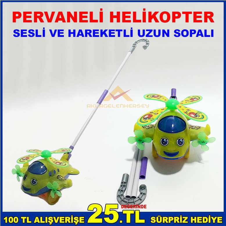 ÇOCUKLAR İÇİN UZUN SOPALI SESLİ VE HAREKETLİ PERVANELİ HELİKOPTER