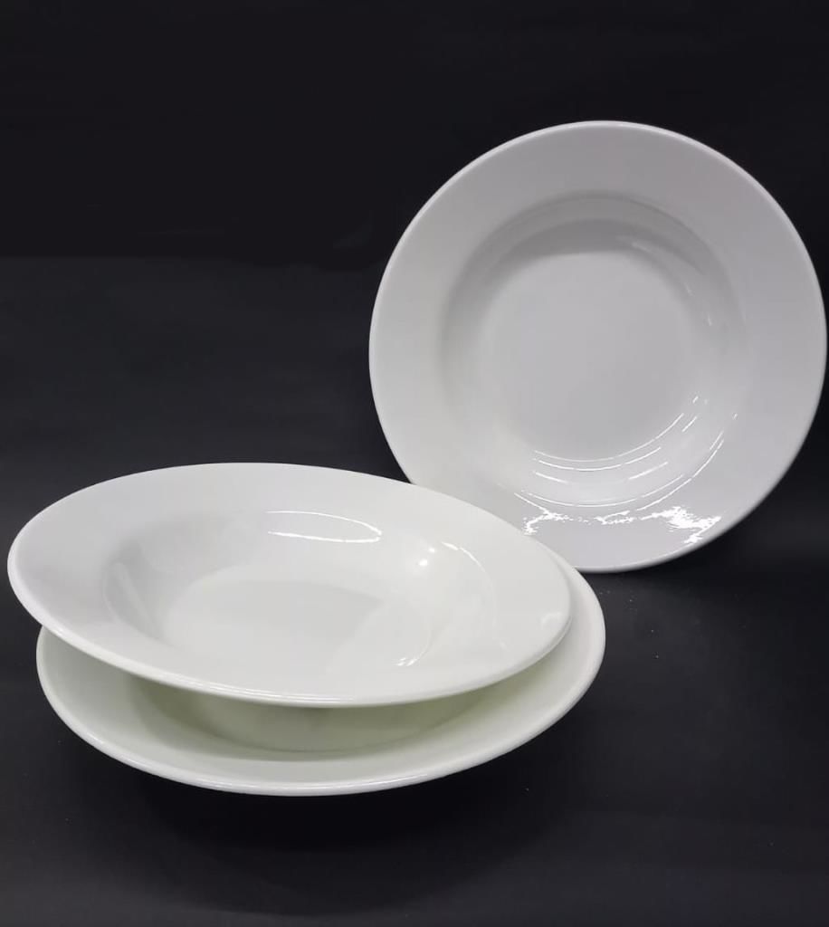 12 Adet Beyaz Melamin Çukur Yemek Tabağı 21x3cm Haşlama,Kurufasulye Hesaplı Sulu Yemek Kabı Kaliteli