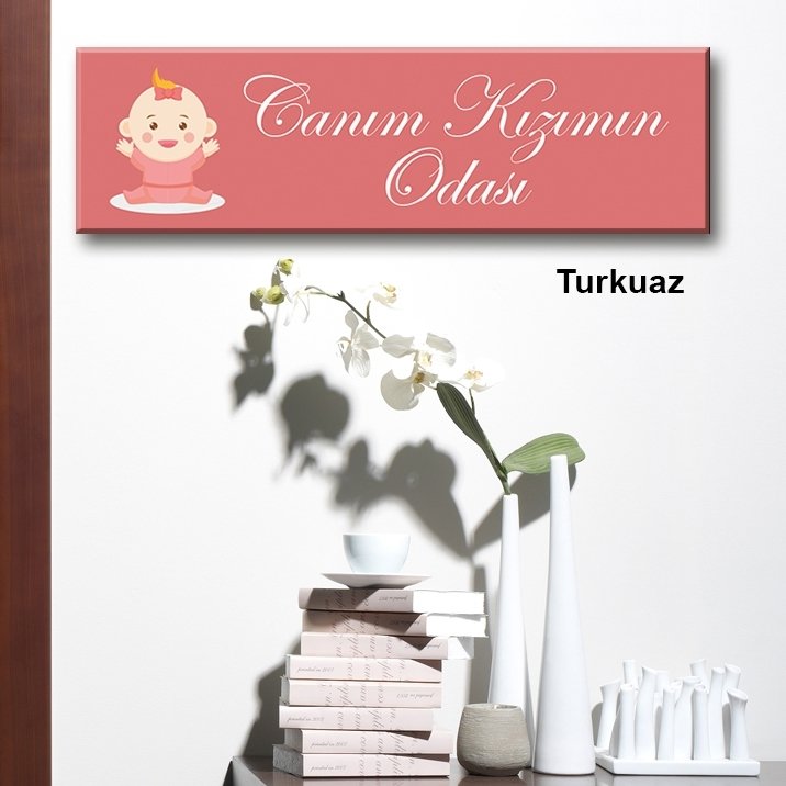 Kapı Süsü Tabelası Kanvas Tablo 10x40cm Canım Kızımın Odası