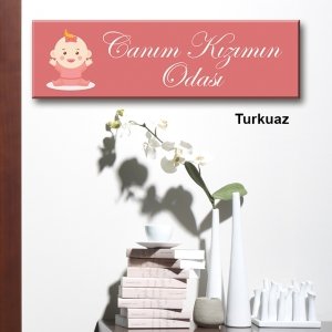 Kapı Süsü Tabelası Kanvas Tablo 10x40cm Canım Kızımın Odası