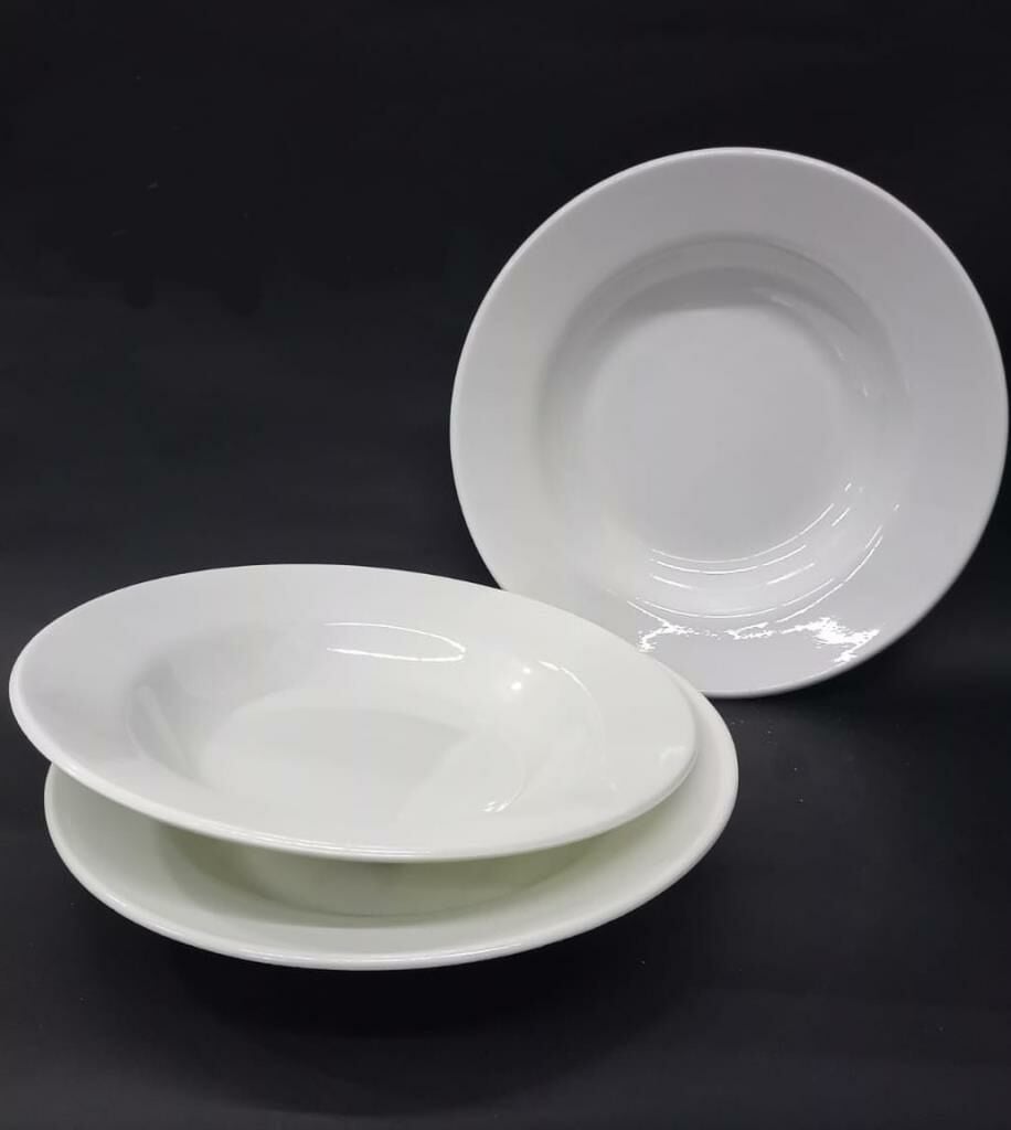 6 Adet Beyaz Melamin Çukur Yemek Tabağı 21x3cm Haşlama,Kurufasulye Hesaplı Sulu Yemek Kabı Kaliteli