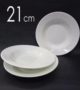 1 Adet Beyaz Melamin Çukur Yemek Tabağı 21x3cm Haşlama,Kurufasulye Hesaplı Sulu Yemek Kabı Kaliteli