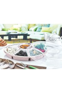 Lilyum 1.Kalite Sağlıklı Plastikten Tepsili, 7 Bölmeli Kahvaltı Ve Çerez Seti