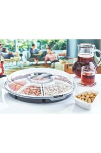 Lilyum 1.Kalite Sağlıklı Plastikten Tepsili, 7 Bölmeli Kahvaltı Ve Çerez Seti