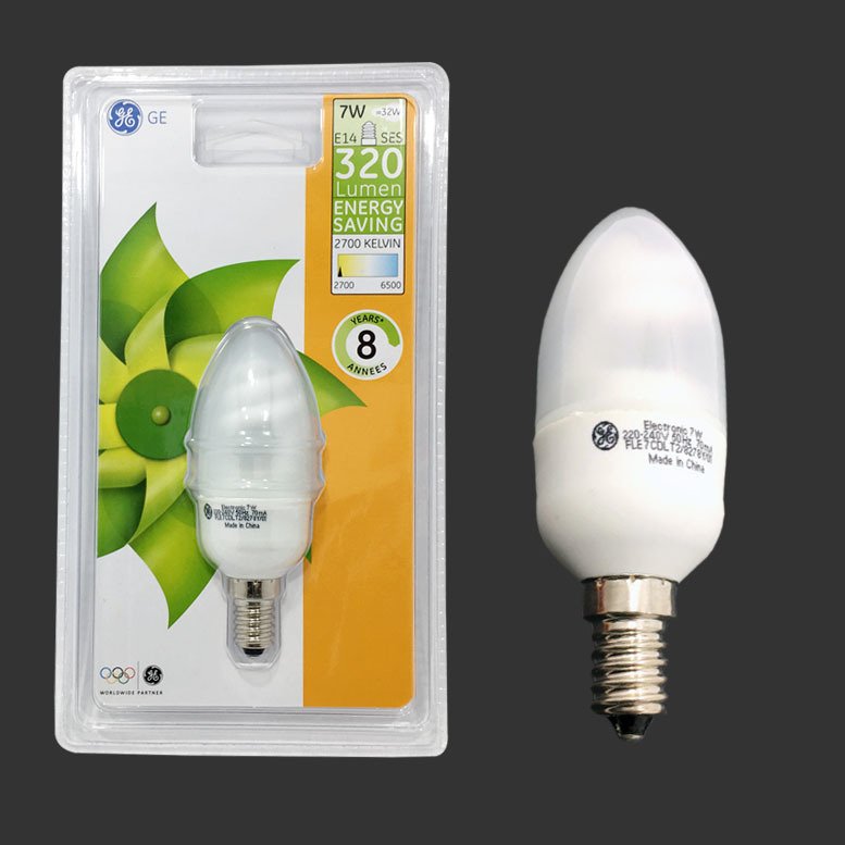 Tasarruflu E14 İnce Duy Avize Ampulü 7W 320 Lümen General Elektrik Beyaz Işık