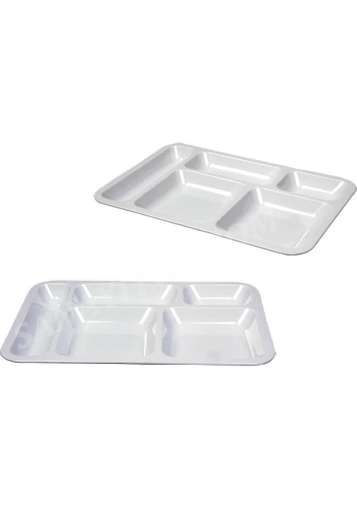 10 adet Kırılmayan Özel Self Servis Tabağı Darbelere Dayanıklı Sert Plastik 5 Gözlü Tabldot Tepsi