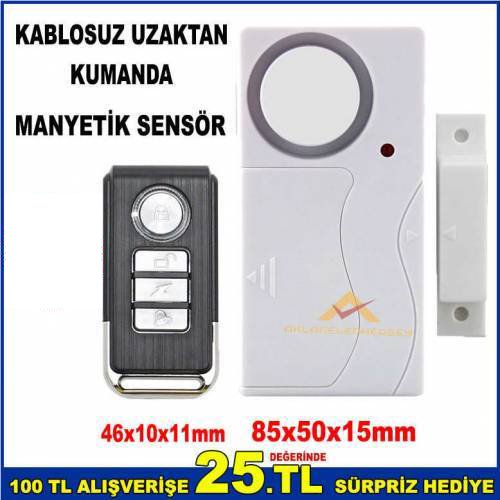 Manyetik Sensörlü Uzaktan Kumandalı Kablosuz Kapı Pencere Hırsız Güvenlik Alarm Sistemi