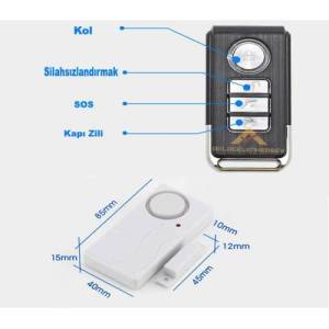 Manyetik Sensörlü Uzaktan Kumandalı Kablosuz Kapı Pencere Hırsız Güvenlik Alarm Sistemi