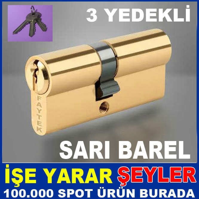 70mm 3 YEDEKLİ DAYANIKLI SARI BAREL KİLİT GÖBEĞİ