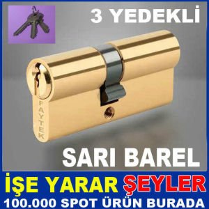 70mm 3 YEDEKLİ DAYANIKLI SARI BAREL KİLİT GÖBEĞİ