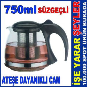 750ml ATEŞE DAYANIKLI SÜZGEÇLİ CAM DEMLİK
