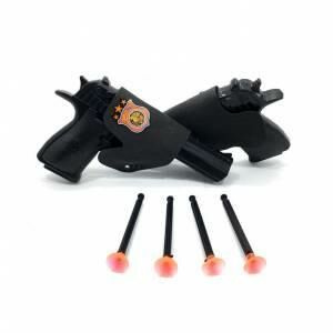 Dart Atan 2'li Kılıflı Plastik Polis Tabancası Oyuncak Seti Takımı Erkek Çocuk Oyuncakları