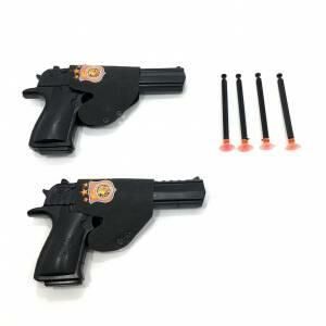 Dart Atan 2'li Kılıflı Plastik Polis Tabancası Oyuncak Seti Takımı Erkek Çocuk Oyuncakları