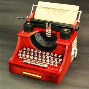 Klasik Daktilo Modeli Çekmeceli Kurmalı Müzik Kutusu -Mücevher ve Takı Kutusu