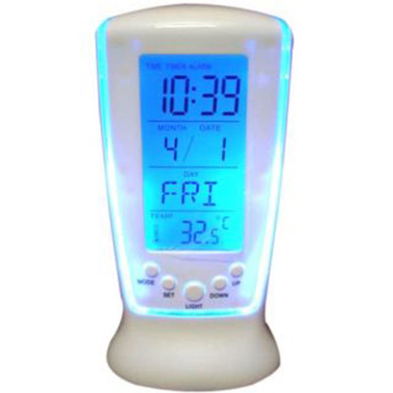 Led Aydınlatmalı, Alarm ve Termometre Özellikli Dekoratif Masa Saati Square Clock DS-510