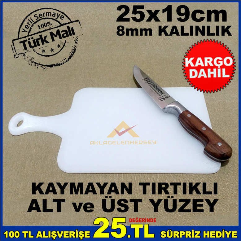 1. KALİTE ŞEFFAF PLASTİKTEN ÜRETİM 25x19cm TUTMA SAPLI KESİM PANOSU
