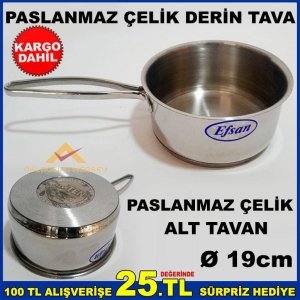 19cm PASLANMAZ ÇELİK DERİN TAVA ÇELİK ALT TABAN