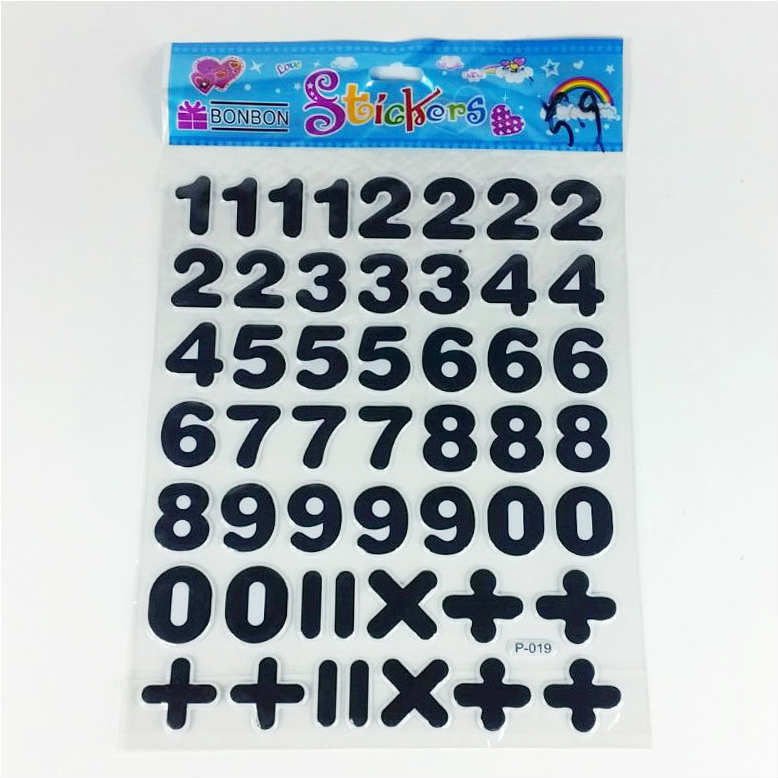 48'li Kabartmalı Siyah Rakam Stickers (telefon-tablet-laptop-defter-kitap-stickers)