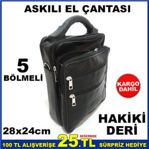 5 BÖLMELİ HAKİKİ DERİ ERKEK ASKILI EL ÇANTASI KD