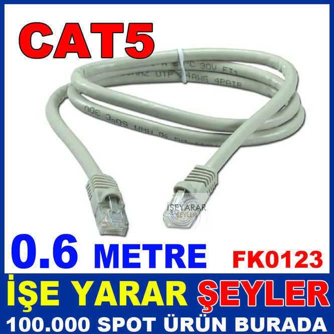 0.6 Metre Cat5 Ethernet Kablosu 2 Ucu Rj45 Jacklı Kalite Kontrollu Fabrikasyon Üretim Eternet Kablo