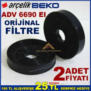 ARÇELİK BEKO ADV 6690 EI ANKASTRE DAVLUMBAZ FİLTRESİ BEKO 6690 EI ASPİRATÖR BACASIZ KARBON FİLTRE