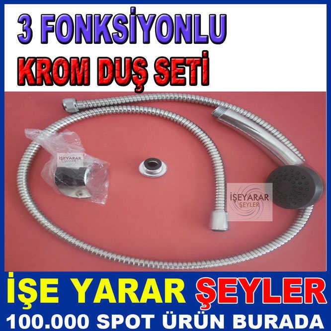 3 FONKSİYON KROM DUŞ SETİ FISKIYE HORTUM MAFSAL