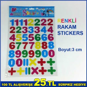 50'li Kabartmalı Renkli Rakam Stickers (telefon-tablet-laptop-stickers)