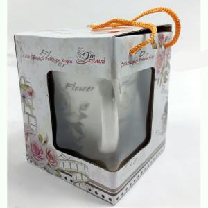 Porselen Kupa Kapaklı Filtreli Bitki Çayı İçin Özel Kupa 14 Cm