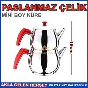 UYGUN FİYATLI KALİTELİ ÇAYDANLIK TAKIMI KÜRE MODEL PASLANMAZ ÇELİK MİNİ BOY ÇAYDANLIK