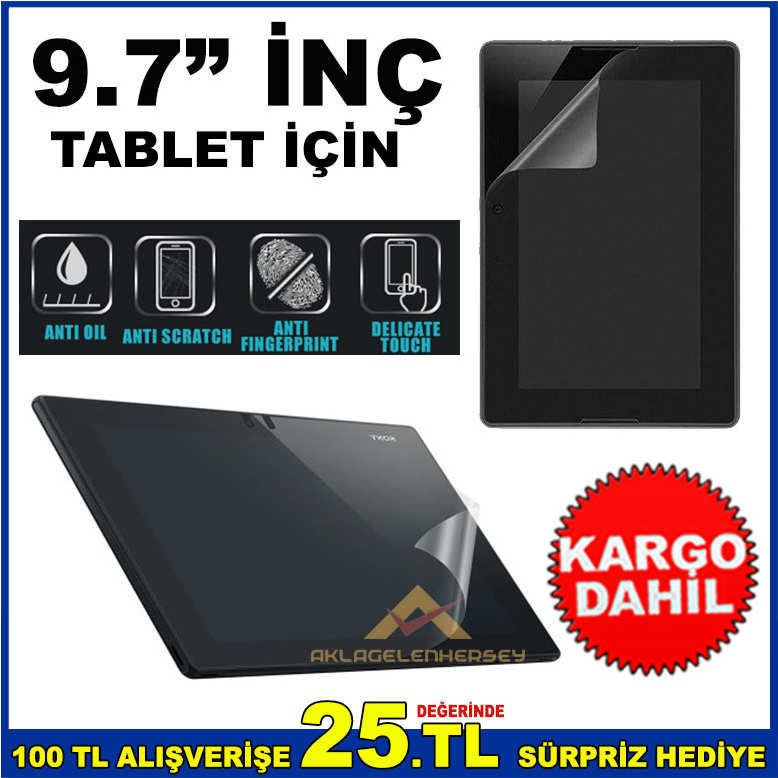 9.7 İNÇ TABLETLER İÇİN PARMAK İZİ YAPMAYAN KALİTELİ EKRAN KORUYUCU JELATİN FİLM