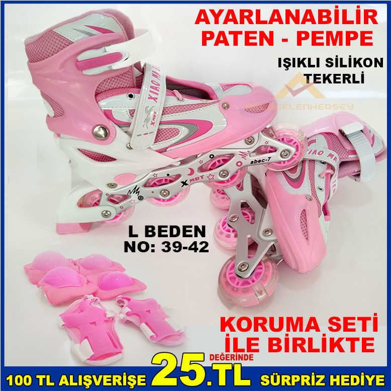 KORUMA SETLİ IŞIKLI TEKER AYARLI PATEN PE-L-3942