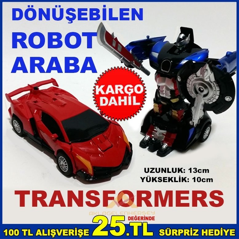 ROBOTA DÖNÜŞEBİLEN DIE-CAST METAL ÇEK BIRAK OYUNCAK MODEL ARABA