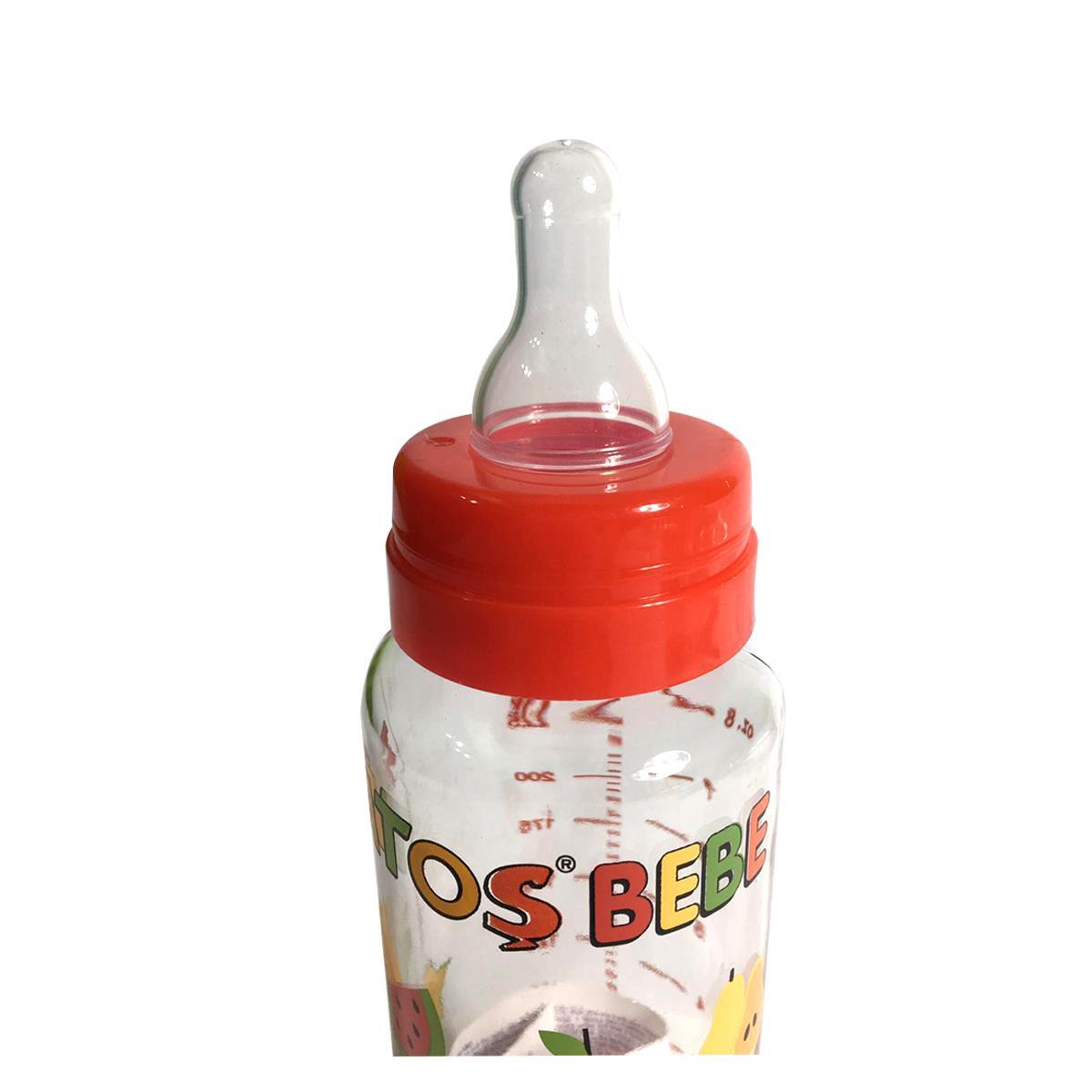 Sağlıklı 250ml Cam Biberon Silikon Emzikli Desenli kırmızı