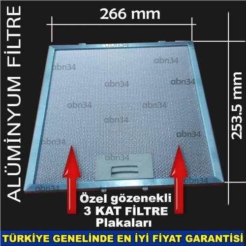 Alüminyum Davlumbaz Filtre 266x253.5mm Ankastre Filtre 26x25cm