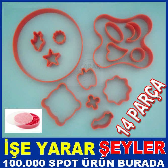 14lü SET HAMUR KESME KALIPLARI KEK KURABİYE PASTA İÇİN DEĞİŞİK ŞEKİLLERDE KURABİYE DEKOR KALIPLARI
