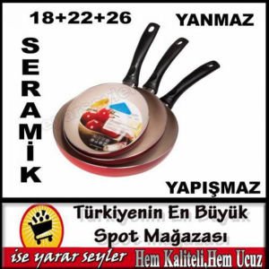 YANMAZ YAPIŞMAZ SERAMİK BEYAZ 3'LÜ TAVA SETİ