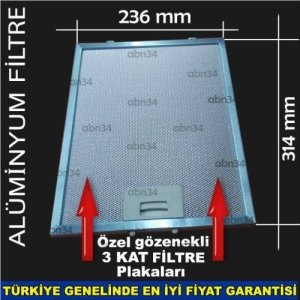 Alüminyum Davlumbaz Filtre 236x314mm Ankastre Filtre 23.6x31.4cm