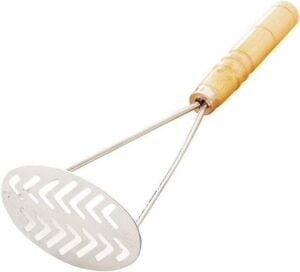 PATATES EZİCİ AHŞAP SAPLI PASLANMAZ ÇELİK