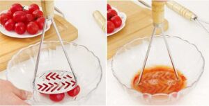 PATATES EZİCİ AHŞAP SAPLI PASLANMAZ ÇELİK